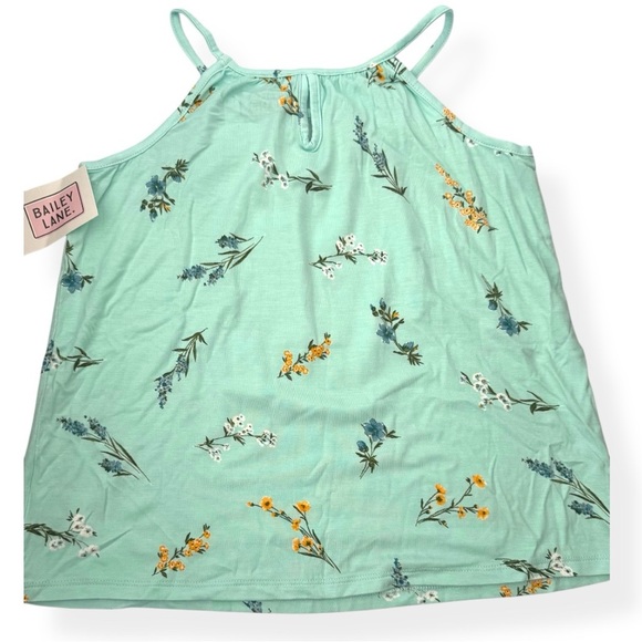 New RUMI + RYDER M (8-10) Green Floral Ruffle Criss Cross Back Tank Top - Picture 3 of 4